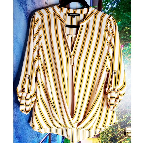 Tops - Lynn Ryan - Popover Longsleeve Striped Blouse